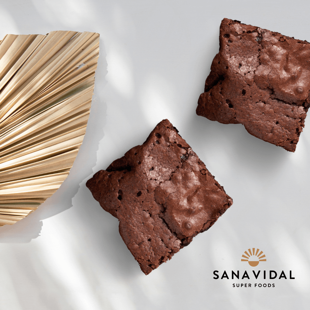 
                  
                    Black Bean Brownie from top view with Sana Vidal logo on bottom right
                  
                