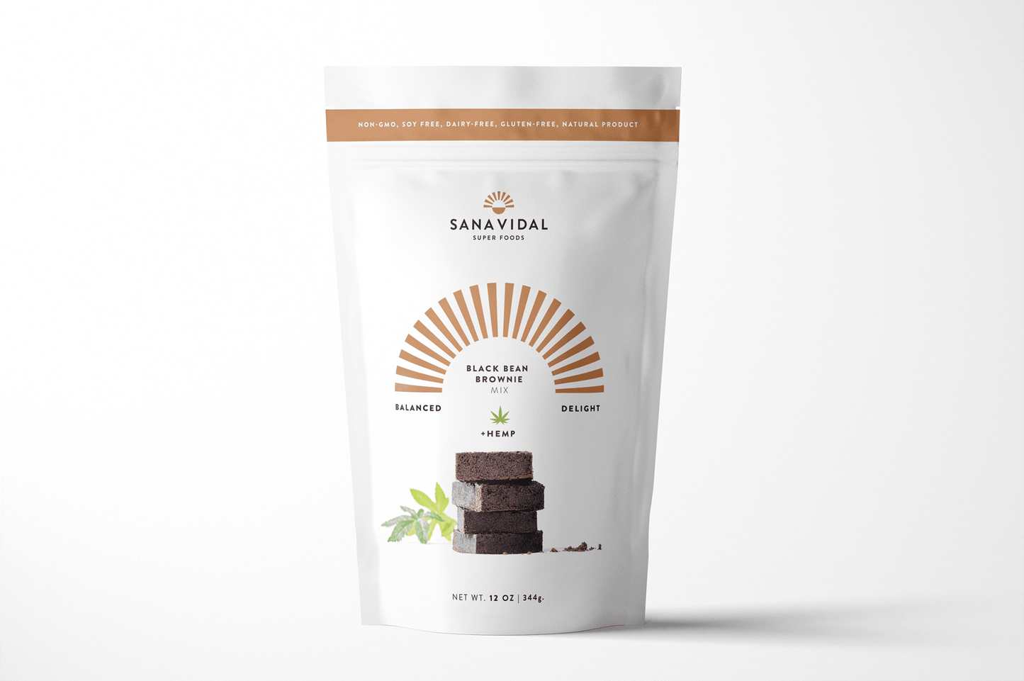 Sana Vidal Black Bean Brownie Mix with hemp packaging front